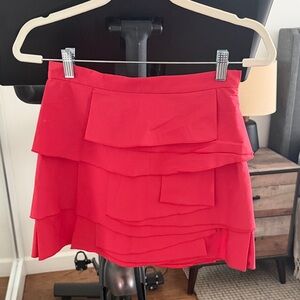 BCBGMaxAzria Red Tiered Ruffle Mini Skirt - Women